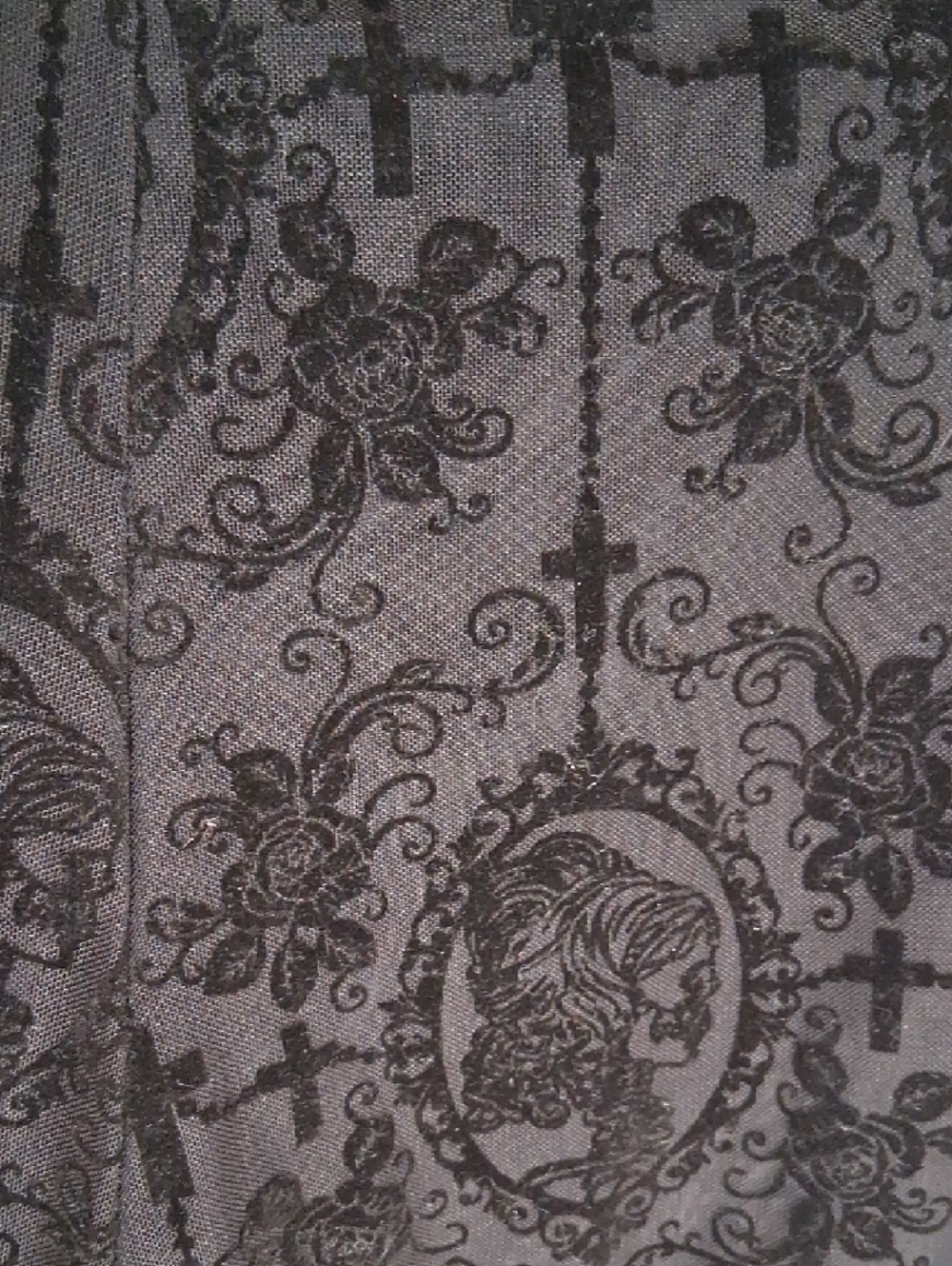 Black Burnout Velvet Laced  Goth Flared Bottom with Subtle Pattern - Picture 7 of 16